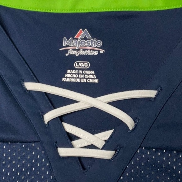 Seahawks Majestic Navy and Silver Women’s Jersey - Picture 2 of 5